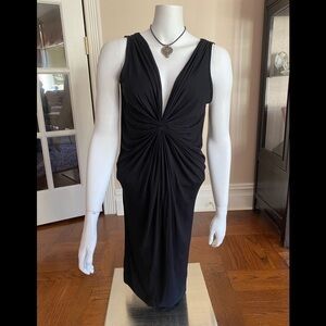 Moon Katz Black Draped Sleeveless Dress